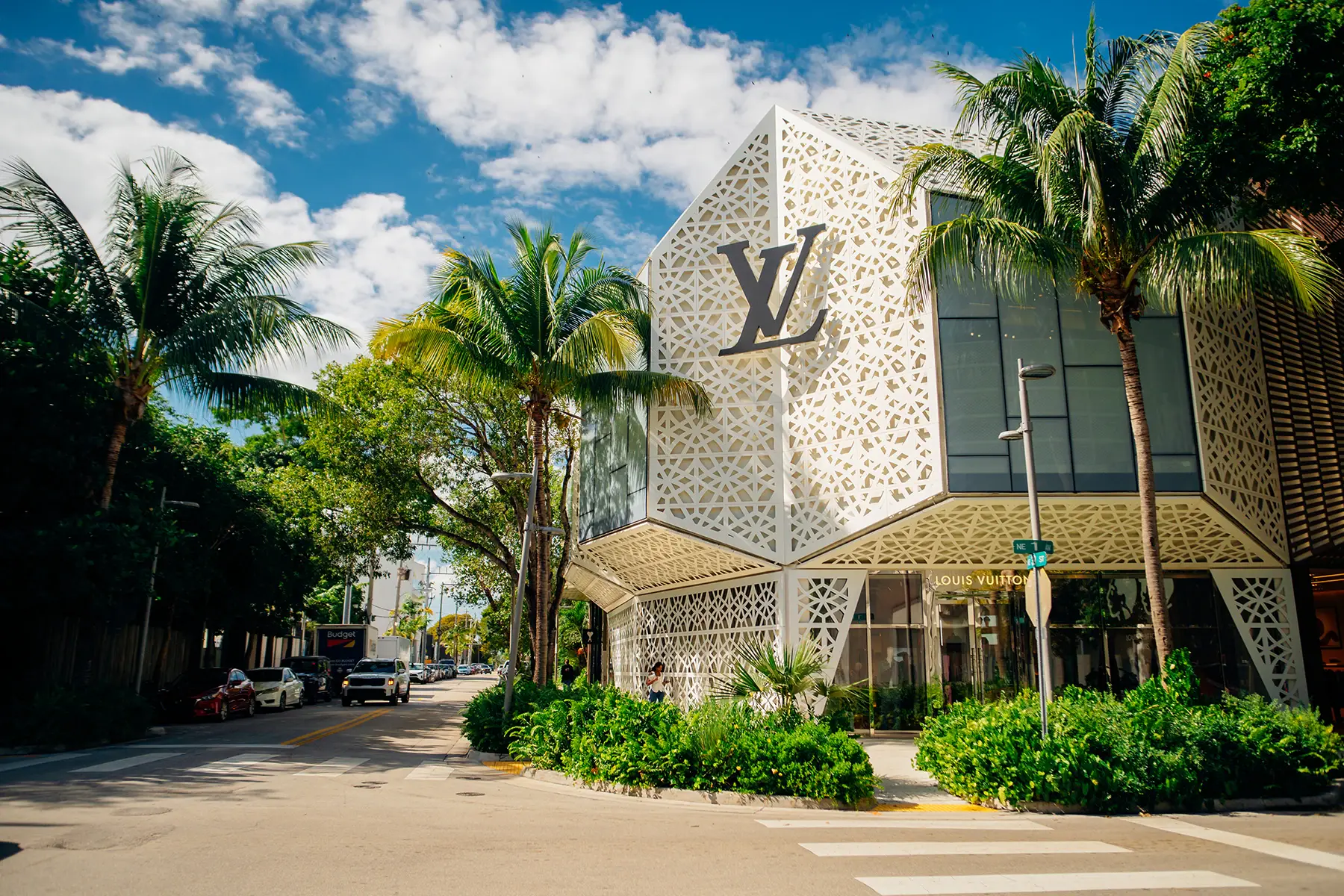 Louis Vuitton storefront in the Miami Design District near Kempinski Residences Miami