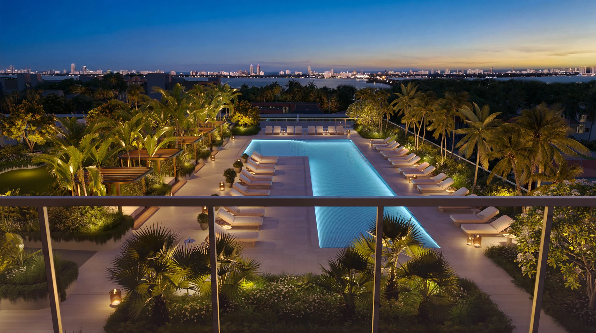 empinski Residences Miami pool terrace overlooking Biscayne Bay