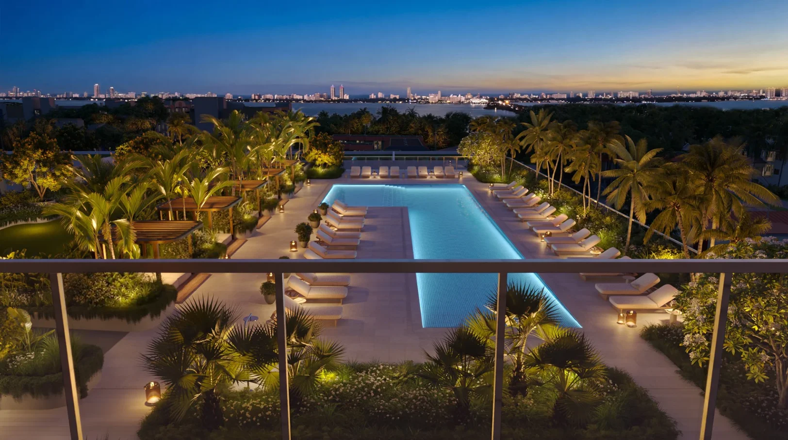 empinski Residences Miami pool terrace overlooking Biscayne Bay